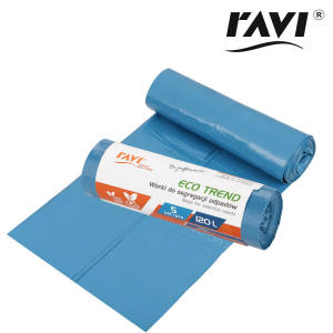 Worki Eco Trend 120L niebieskie na papier 5 sztuk RAVI
